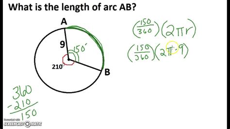 Arc Length and Sector Area Example 1 - YouTube