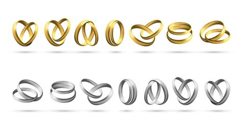 Premium Vector | Set of Gold And Silver Wedding Rings Isolated on White ...