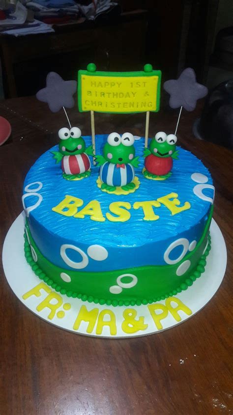 Cute and Fun! Keroppi inspired cake for Baste's Christening and 1st Birthday | Cake, Desserts ...