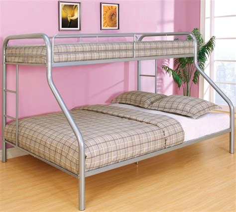 Rainbow Silver Twin Over Queen Bunk Bed, CM-BK1133SV, Furniture of America