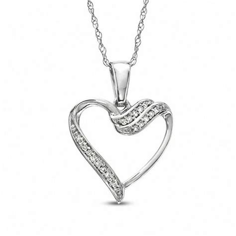 Zales Diamond Accent Heart Pendant in 10K White Gold Heart Pendant Diamond, Zales, Rope Chain ...