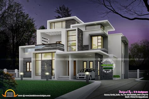 Grand contemporary home design Duplex House Design, House Front Design, Modern House Design ...