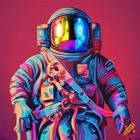 Neon-colored antique astronaut artwork on Craiyon