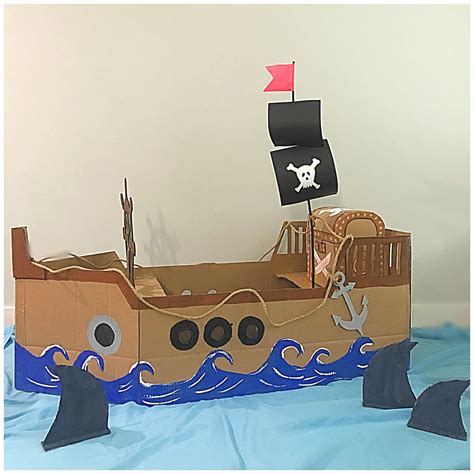 DIY - Cardboard/Box | Cardboard pirate ship, Boat craft kids, Boat crafts