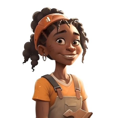 Premium AI Image | 3D Illustration of a Cute African American Female Construction Worker