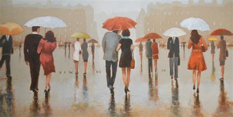 Artist Paints Hundreds Of People Walking In The Rain | Walking in the ...