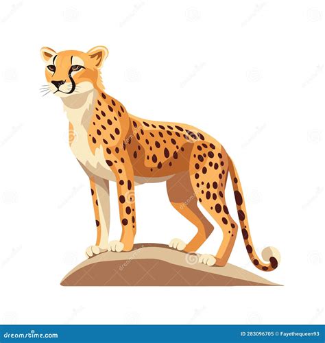 African Cheetah Isolated on White Background. Stock Vector ...