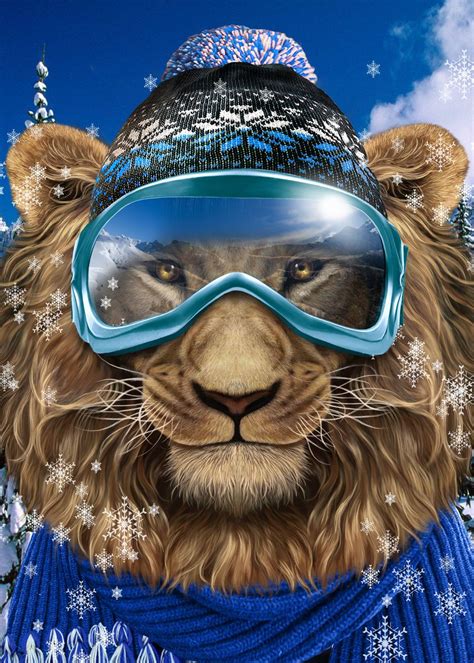 'Lion in Winter Outfit' Poster by Fox Republic | Displate