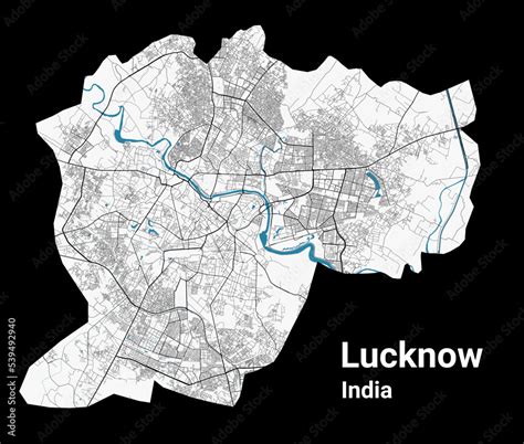 Lucknow map. Detailed map of Lucknow city administrative area ...