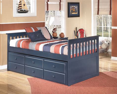 Leo - Blue - Twin Trundle Bed with Bunk Bed Mattress (2) - EZ Furniture ...