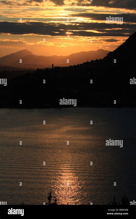 Sunset at Lake Como Italy Stock Photo - Alamy