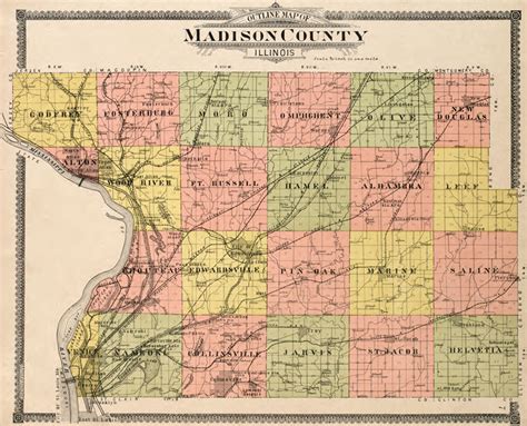 Madison County, Illinois 1906 Historic Map Reprint