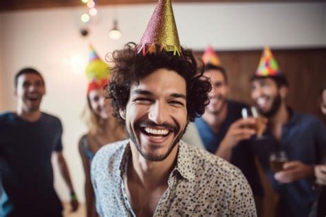 Premium AI Image | Portrait of a laughing man on his birthday party ...