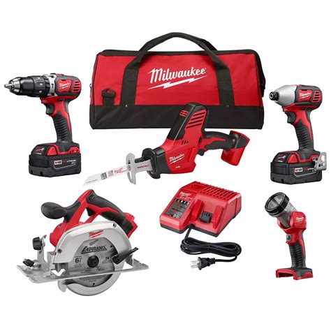 Milwaukee Tool M18 18V Lithium-Ion Cordless Combo Tool Kit (5-Tool) with (2) 3.0Ah Batteri ...