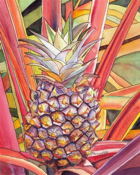 Pineapple Art Pineapple Painting Hawaii Art Pineapple | Etsy