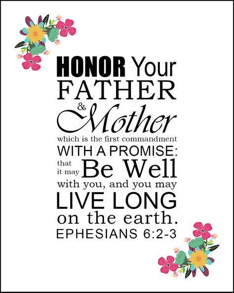 Ephesians 6:2-3 Honor Your Father and Mother - Free Bible ArtDownloads - Bible Verses To Go