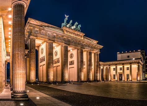 HD wallpaper: Brandenburg Gate, night, the city, Germany, lighting, area, architecture ...