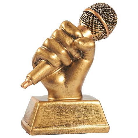 juvale golden microphone trophy - small resin singing award trophy for karaoke, singing ...