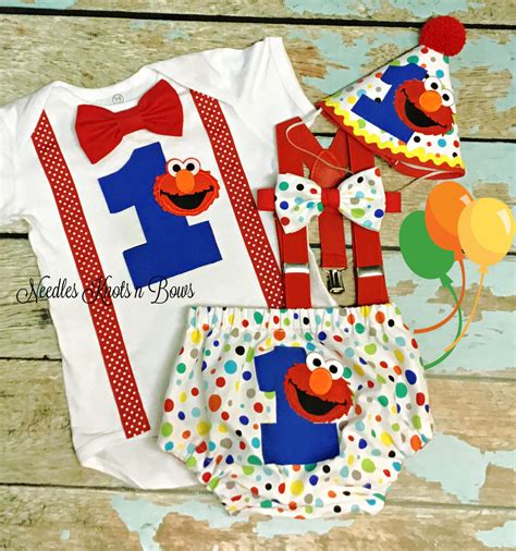 Boys Elmo 1st Birthday Outfit & Cake Smash Outfit – Needles Knots n Bows