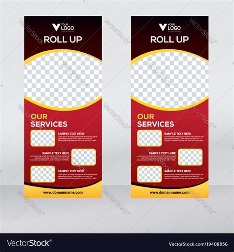 Creative roll up banner design template Royalty Free Vector