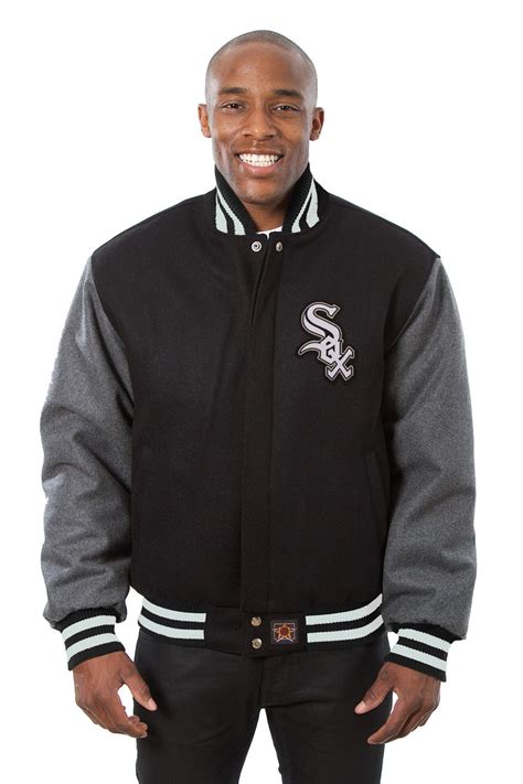 Chicago White Sox Embroidered Wool Jacket - Black/Charcoal | J.H. Sports Jackets