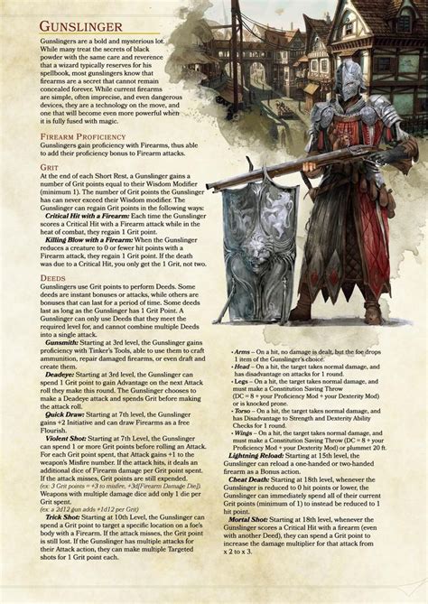 Gunslinger D&D 5.0 | Dungeons and dragons classes, Dungeons and dragons ...