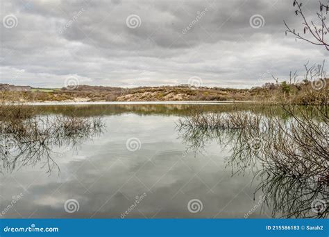 Glebe Lake in Winter, in Meeth Quarry Nature Reserve, Devon, England. Stock Image - Image of ...