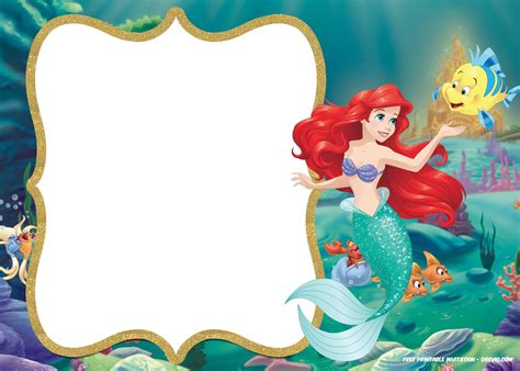 Updated! Free Printable Ariel the Little Mermaid Invitation Template | DREVIO