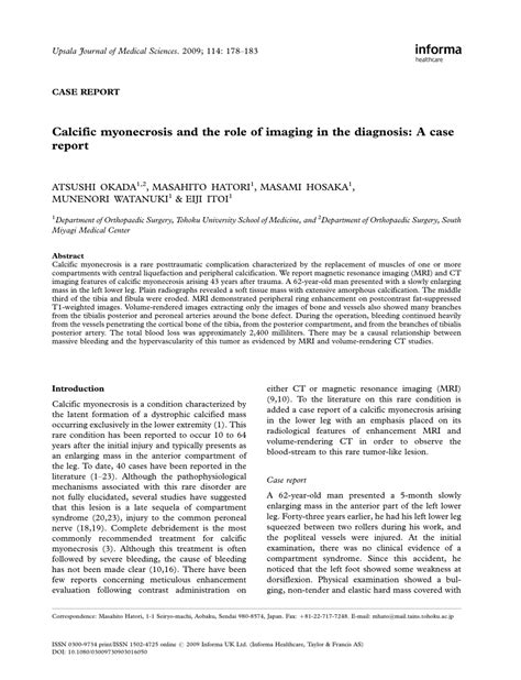 [PDF] Calcific myonecrosis and the role of imaging in the diagnosis: A case report