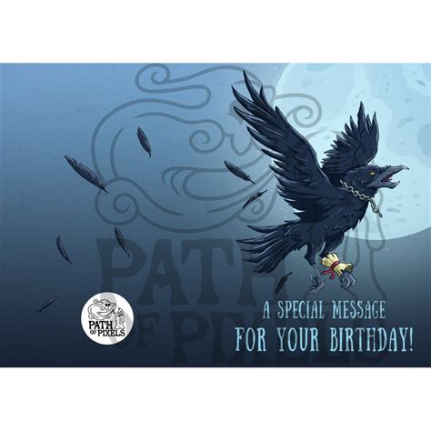 Spooky Birthday Card Raven Birthday Message Dark Raven - Etsy