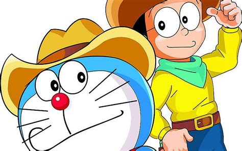 Download Doraemon And Nobita Cowboy Outfits Wallpaper | Wallpapers.com