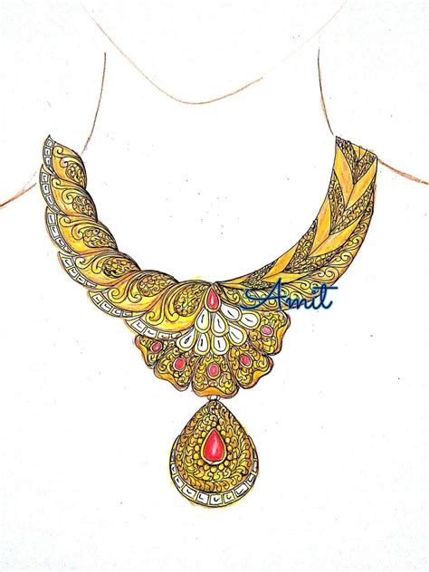 Gold Necklace Drawing