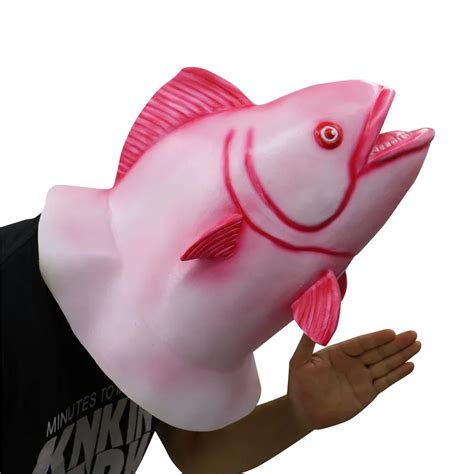 Scary Latex Fish Mask Funny Wacky Red Fish Animal Full Head Masks ...