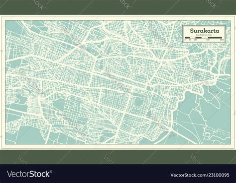 Surakarta indonesia city map in retro style Vector Image