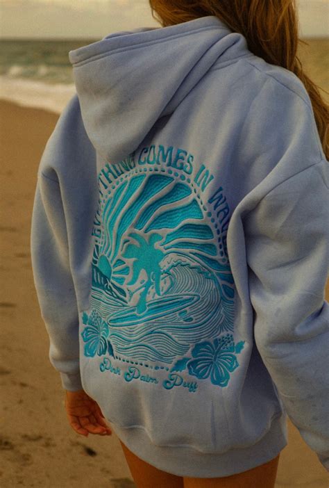 PRE-ORDER - "Everything Comes in Waves" Oversized Hoodie in Blue – Pink ...