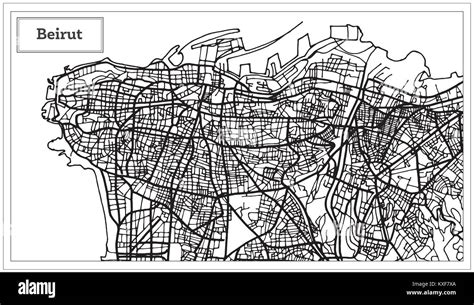 Beirut Lebanon City Map in Black and White Color. Vector Illustration. Outline Map Stock Vector ...