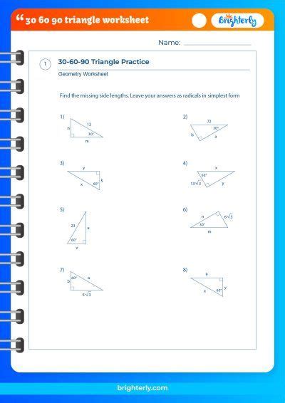 FREE Printable 30-60-90 Triangle Worksheets [PDFs] Brighterly