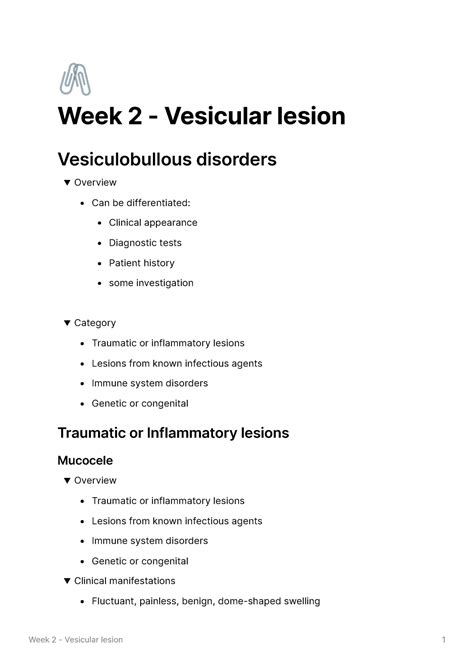 Week 2 - Vesicular lesion - 🖇 Week 2 - Vesicular lesion Vesiculobullous ...