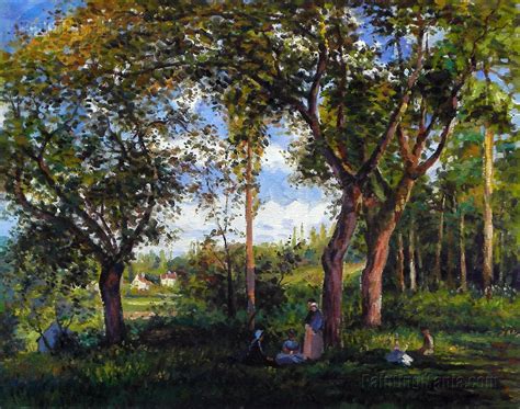 Landscape with Strollers Relaxing under the Trees - Camille Pissarro Paintings | Landscape ...