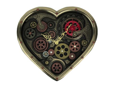 Metallic Brass Steampunk Moving Gears Heart Shaped Wall Clock - Walmart.com - Walmart.com