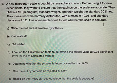 Solved 1. A new microgram scale is bought by researchers in | Chegg.com