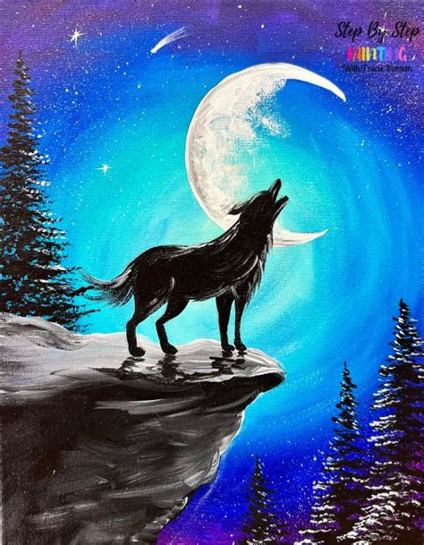 How To Paint "Midnight Howl" Acrylic Painting Tutorial - Step By Step Painting With Tracie ...