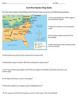 Civil War Map Skills Worksheet by History BOSS | TpT