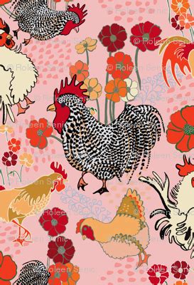 Rooster Fabric by Limezinnias Design Pattern Play, Pretty Patterns ...