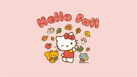 Hello Fall Wallpaper 4K, Hello Kitty background