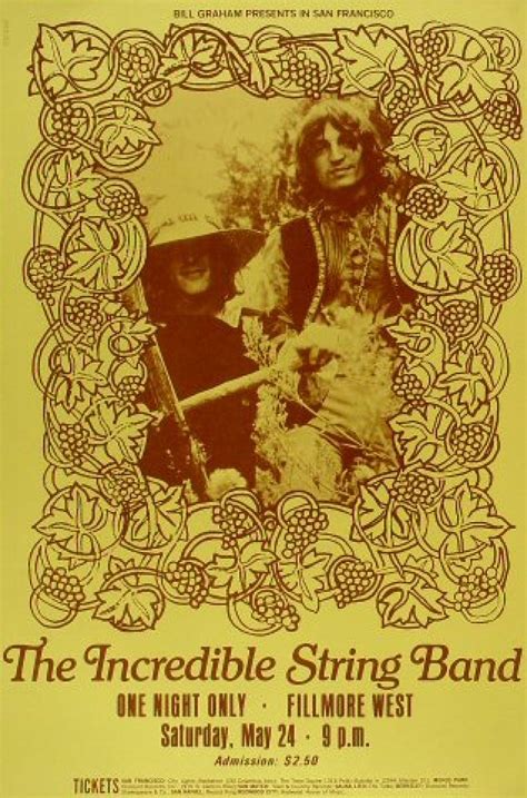 The Incredible String Band Vintage Concert Poster from Fillmore West, May 24, 1969 at Wolfgang's