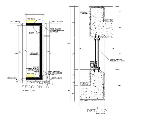 Door section detail - Cadbull