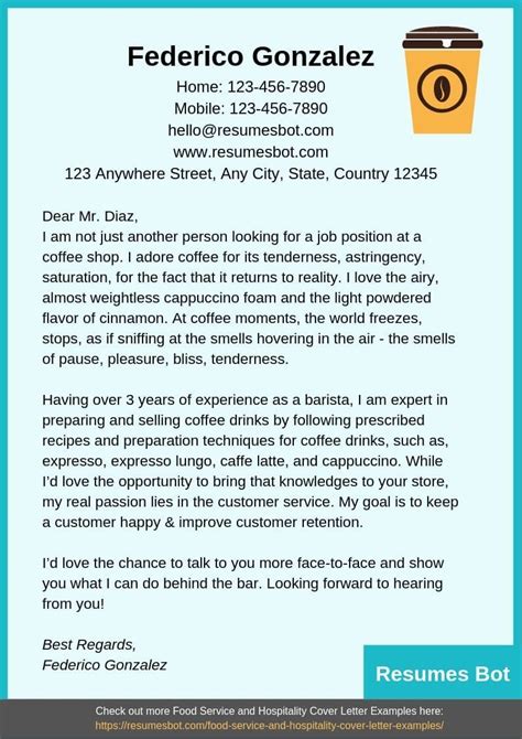 Barista Cover Letter Samples & Templates [PDF+Word] 2024 | RB | Job ...