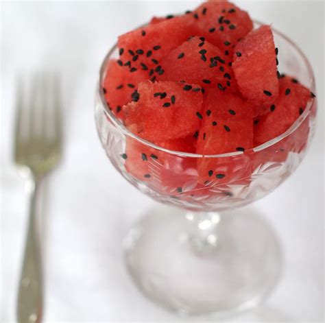 Watermelon Cubes with Toasted Black Sesame Seeds | Mother Would Know Watermelon Recipes Dessert ...