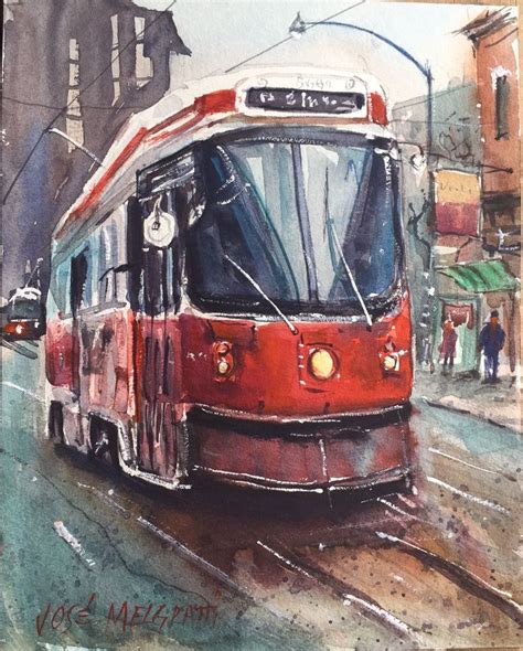 Streetcar Toronto Watercolor Original Painting 10" X 8" original artwork | eBay | Artwork ...